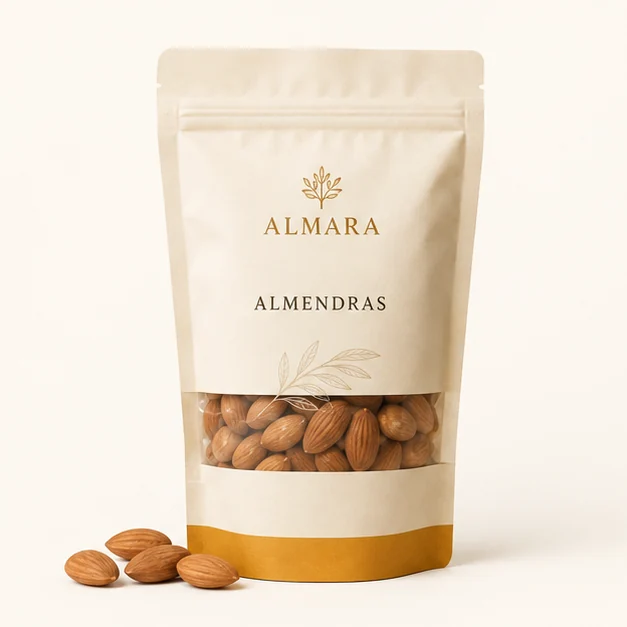 Ejemplo visual de almendras envasadas para supermercados